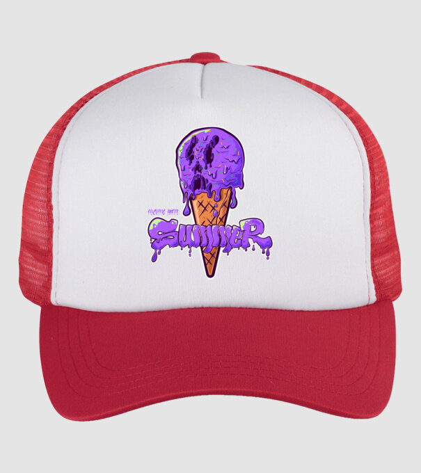 i f HATE summer | Purple minta fehér/piros pólón